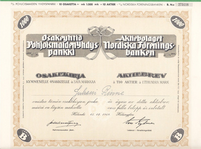OKK 1949 Pohjoismaiden Yhdyspankki PYP (Nordea)