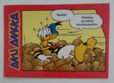 "Aku Ankka rahasäkkien päällä"-KULKEMATON POSTIKORTTI