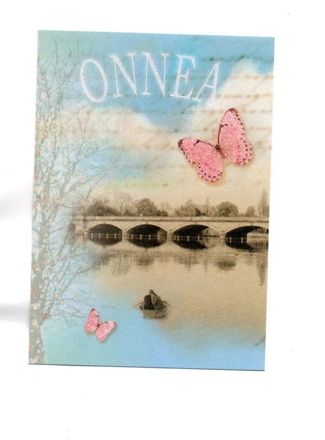 "°°ONNEA°°" -KORTTI /KARTO (Kimalle & Helmiäinen)