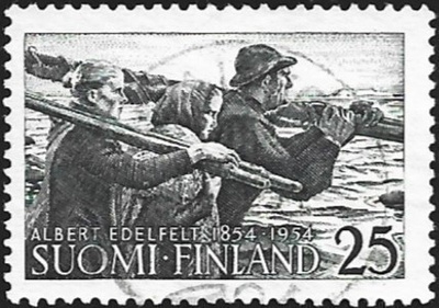 1954 Albert Edelfeltin syntymästä 100 v leimattu LaPe 425