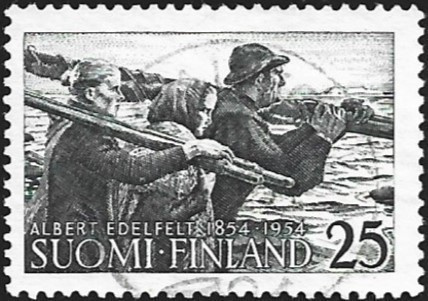 1954 Albert Edelfeltin syntymästä 100 v leimattu LaPe 425
