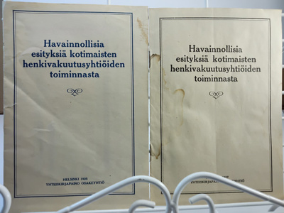 v.1924, 1926 esityksiä vakuutusyhtiöiden toiminnasta