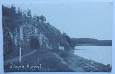 Raasepori Skurun rautatietunneli, kortti noin 1920-lukua