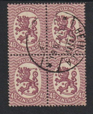 1917 40p lila neliö leimattuna