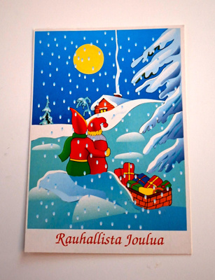 "Pariskunta lahjavakan kanssa"-KULKEMATON JOULUKORTTI
