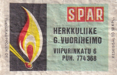 Herkkuliike G. Vuoriheimo, Viipurinkatu 6     SPAR  6/9