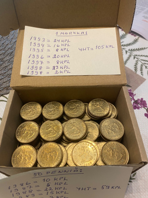 1mk 1993-98 105kpl 50p 1986-90 59kpl 10p 63-82 95kpl