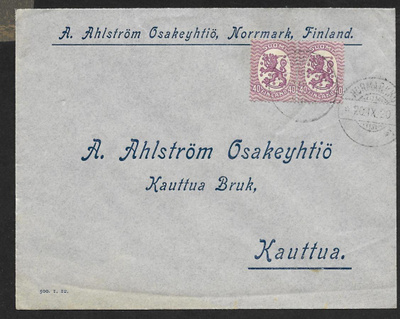 Postilä. - Saarinen 0,40mk (LAPE 2x72A) Normarkku 20.9.1920