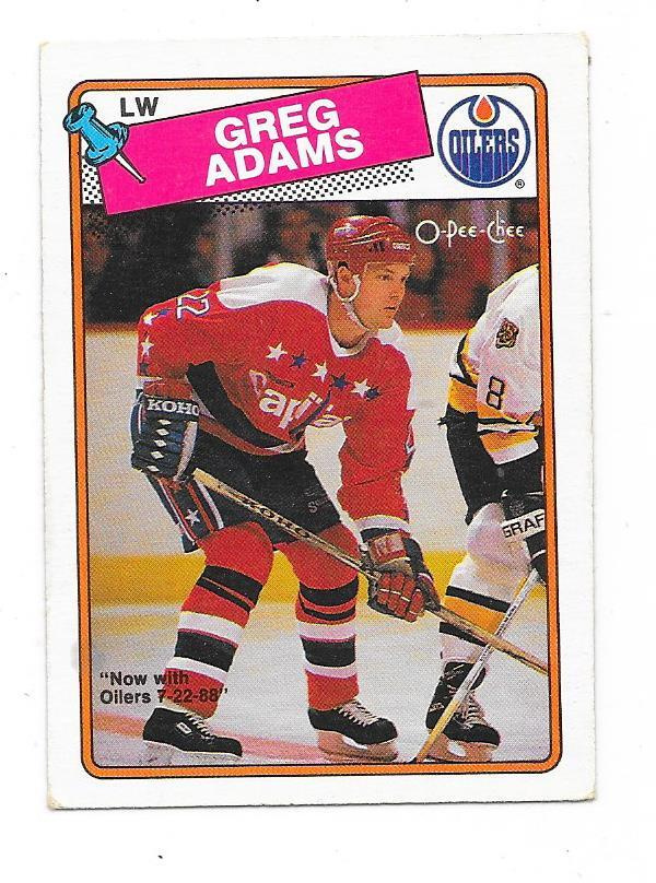 1988-89 OPC #199 Greg Adams , Edmonton Oilers
