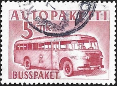 1952 AP 6 punainen 5 mk leimattu LaPe AP 6 a