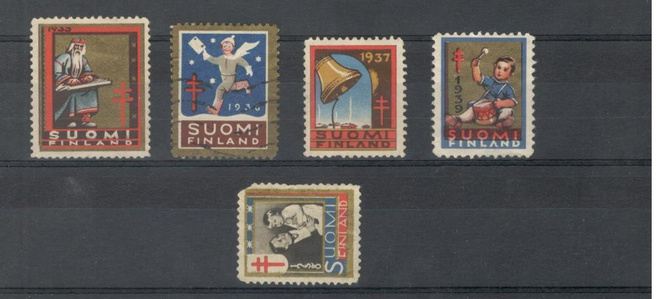 1930-luku, joulumerkkejä 4 eril. levyllä.