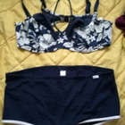 Dorina- 85 E bikini ylä- & alaosa , siniset/valkea 44 kukka - pikkukuva 1