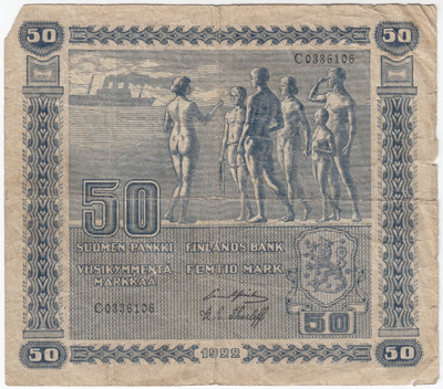 50 Markkaa 1922 C-sarjaa, kl.3