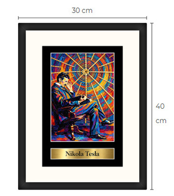 Uusi Nikola Tesla art print kehystetty 30 cm x 40 cm