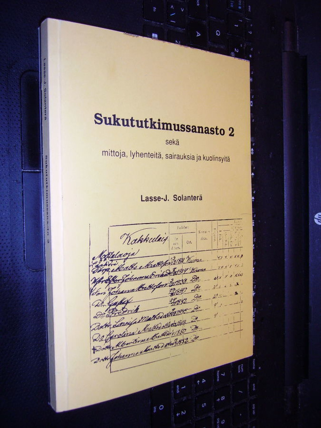 Solanterä : Sukututkimussanasto 2 ( 1 p. 2002 ) sis. postik.