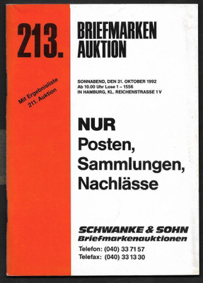 Huutokauppaluettelo - Schwanke & Sohn 31.10.1992