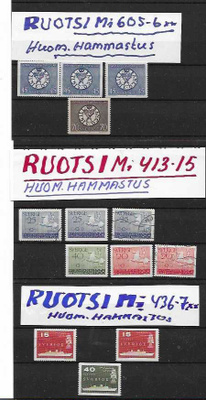 RUOTSI Mi 605-6** 436-7** 413-15/O huom. hammastus