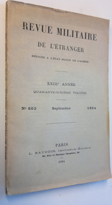 Revue militaire de l'etranger No 802 septembre 1894 : Red...