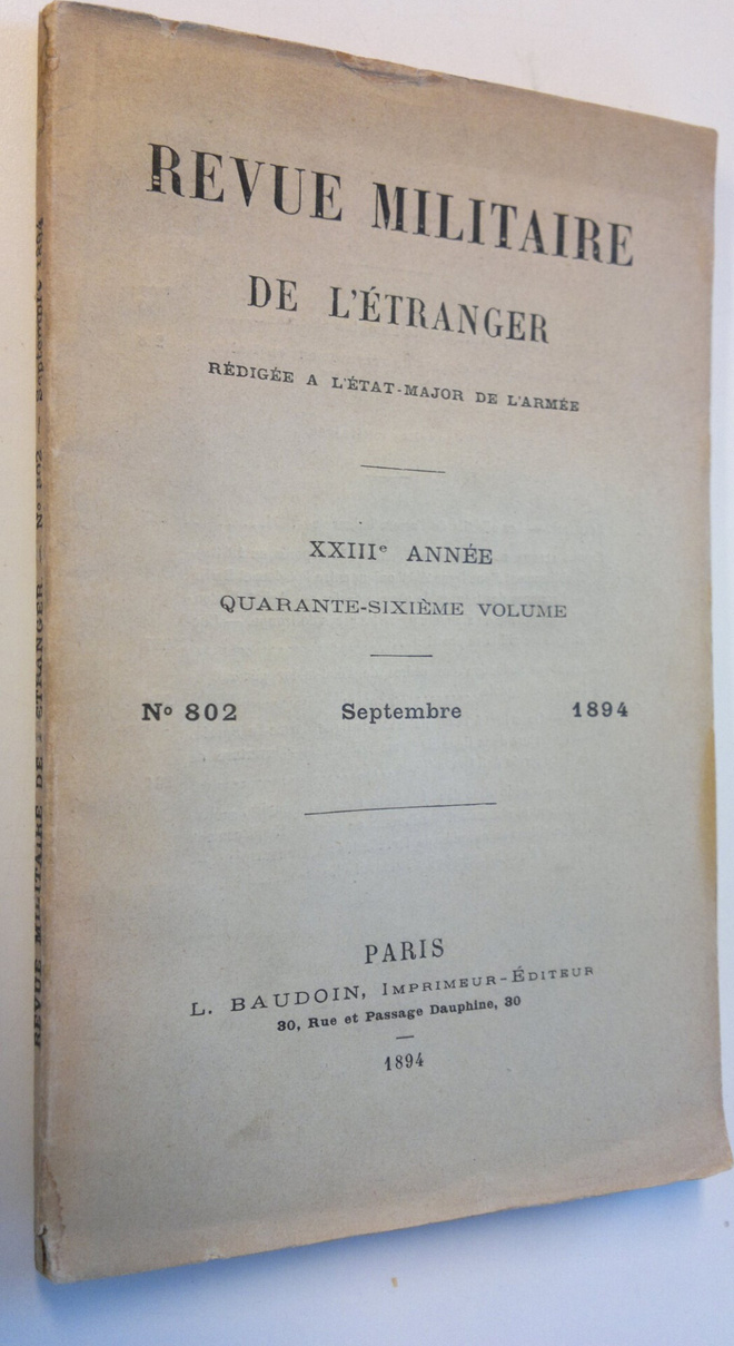 Revue militaire de l'etranger No 802 septembre 1894 : Red...