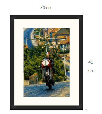 Uusi TT moottoripyörä art print kehystetty 30 cm x 40 cm