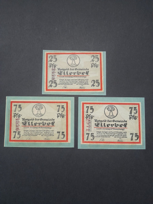 Notgeld Gemeinde Ellerbek 1921, 3kpl