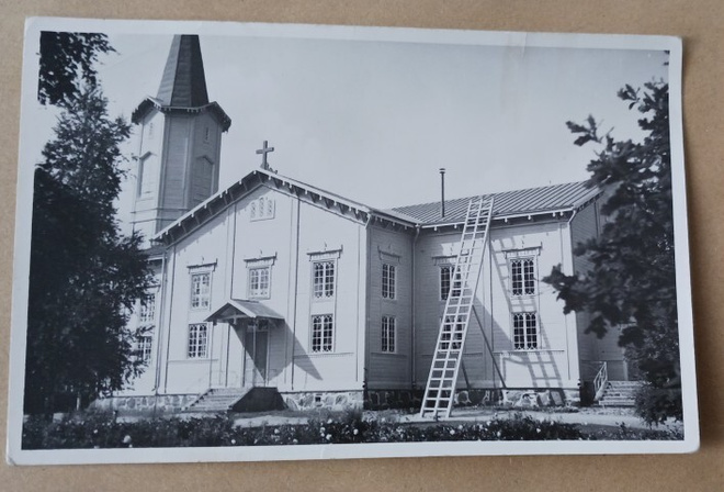 Suonenjoki, kirkko, vanha mv valokuvapk (A.A. p. 1957