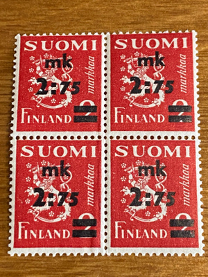 LEIJONA MALLI 1930 2,75MK/2MK LISÄPAINAMA NELIÖ**