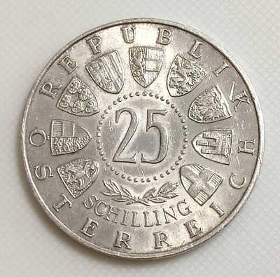 Itävalta 25 Schilling 1956, Mozart, hopeakolikko
