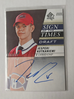 Jesperi Kotkaniemi 2019-20 SP Authentic SotT Draft Auto