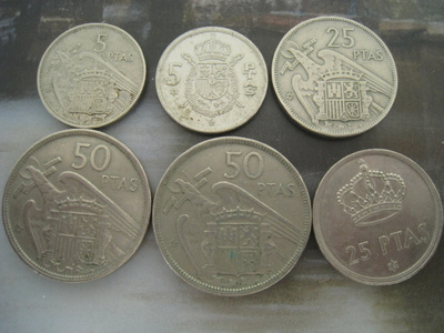 Peseta Espanja 6 kolikkoa