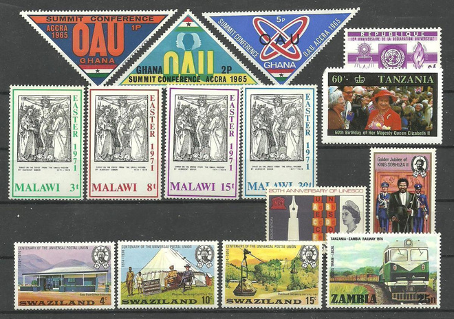 AFRIKAN VALTIOITA suuri levyllinen postituoreita **