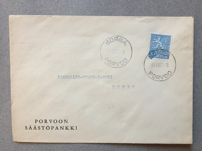 Firmakuori Porvoon Säästöpankki 1957