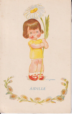 Arnold Tilgmann, Äidille , tytöllä kukkia . e221