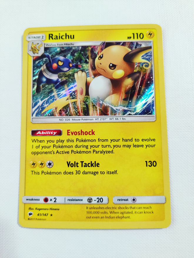 Raichu - 41/147 - Pokemon Burning Shadows Holo Rare