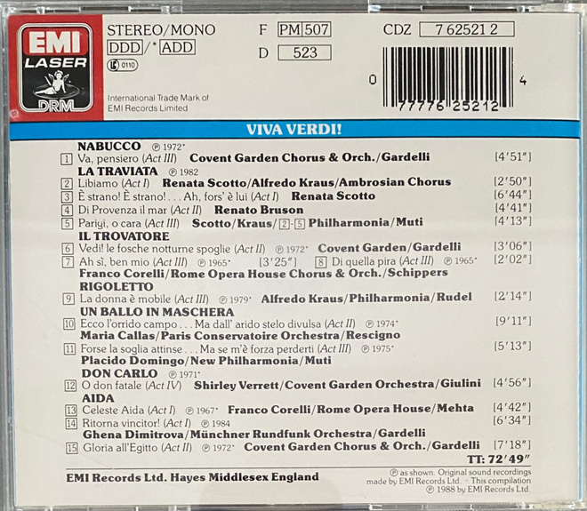 Viva Verdi - Arias, Duets and Choruses - CD   (EMI)