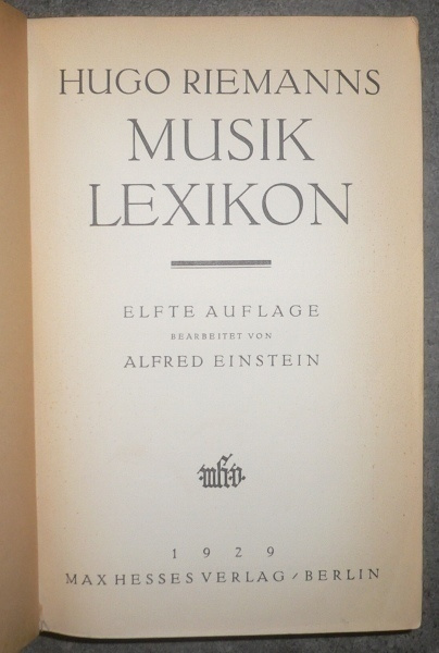 Hugo Riemanns Musik Lexikon  1929