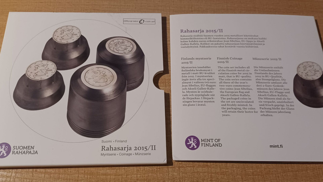 Eurorahasarja 2015/2  1c + 3x Erik. 2€ Ei tav. UNC