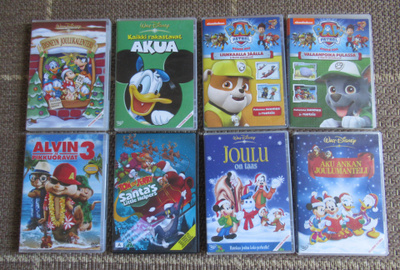 8 kpl:n paketti lasten dvd-elokuvia.