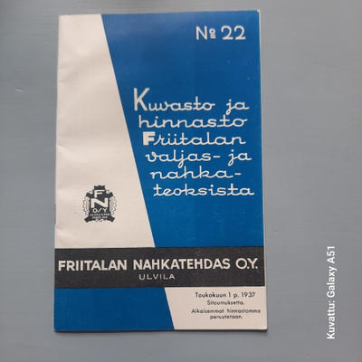 Friitalan nahkatehdad kuvasto nro 22 v-37 Ulvila