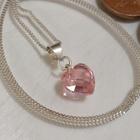 Design hopea Pinkki sydän riipus ketjulla KJ 925 - pikkukuva 1