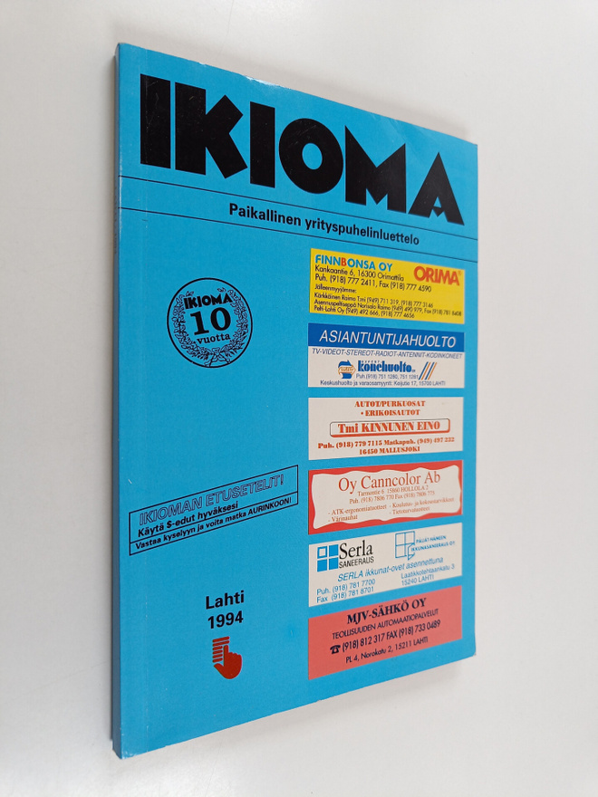 Ikioma : paikallinen yrityspuhelinluettelo, Lahti 1994