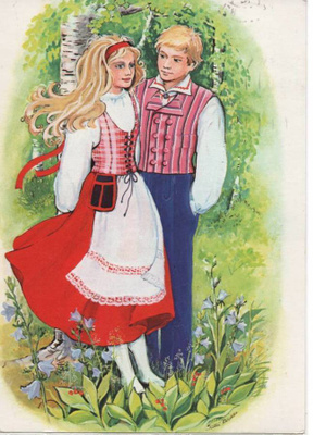 kortti Parikka Salli Kansallispuku - erilaisia taidekortteja