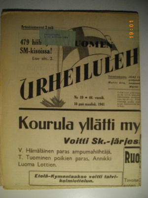 Suomen Urheilulehti Nro 19/1941 (15.3)