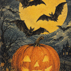 Halloween lepakot ja kurpitsa - pikkukuva 1