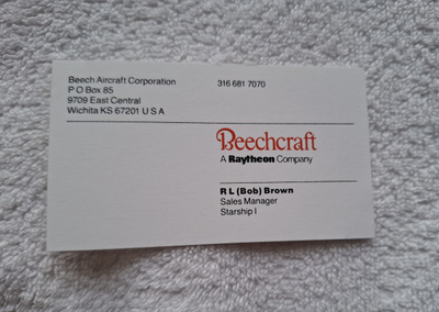 Beech Aircraft Corporation yhtiön käyntikortti