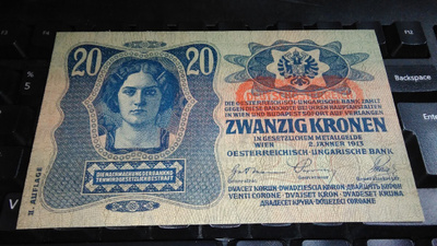 Austria Itävalta 20 Korone 1913 sn607 UNC-