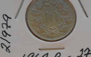 SVEITSI  10 Rappen  v. 1962B  KM#27  Circ