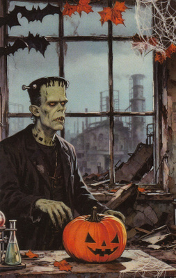 Halloween miehellä naula päässä