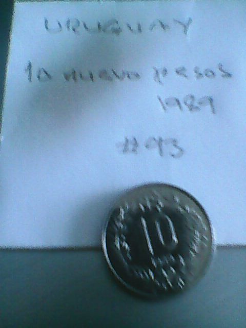 Uruguay 10 nuevo pesos 1989, km#93