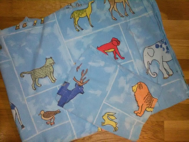 Junior PUSSILAKANA + TYYNYLIINA sininen eläinkuviolliset